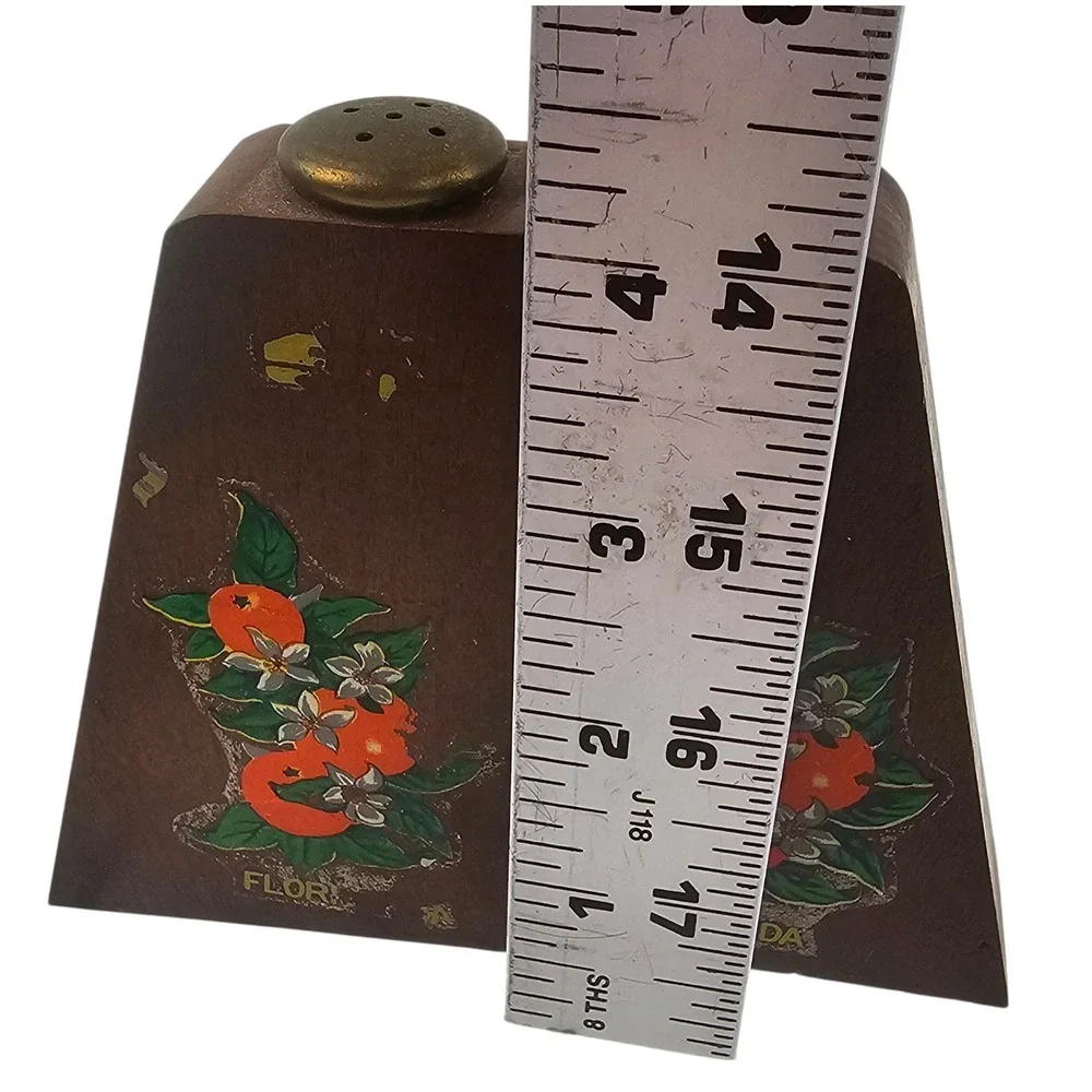Vintage Florida Souvenir Wood Salt and Pepper Shakers Set Japan‎ Orange Blossom